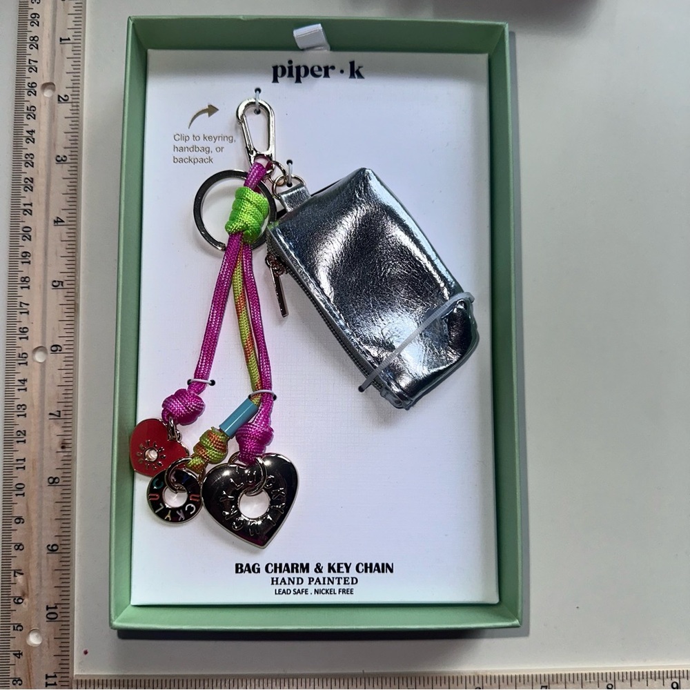 Piper K Silver Bag Charm & Key Chain